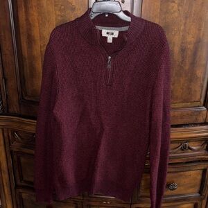 Joseph Abboud Men's Maroon Zip-Up Sweater